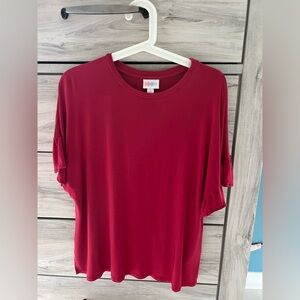LuLaRoe, Women's Small Red flutter sleeve blouse.